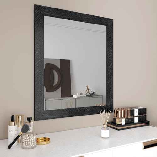 YENHOME 3"X590" Bathroom Mirror Frame Border Peel and Stick Wall Borders Peel and Stick Black Wood Wallpaper Border for Kitchen Bedroom Bulletin Board Wood Grain Tape Trim