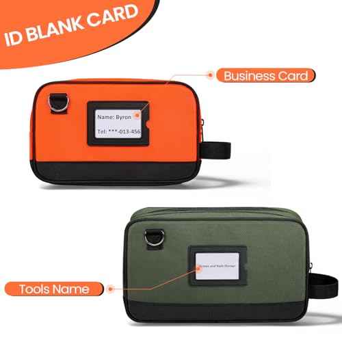 Tool Pouch, Small Tool Bag, Multi-Compartment Storage Pouch, Gray and Orange, 2-Pack