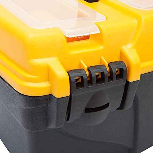 BIG RED ATRJH-3015B Torin 15.5" Plastic Storage Tool Box with Removable Tray, Black/Yellow
