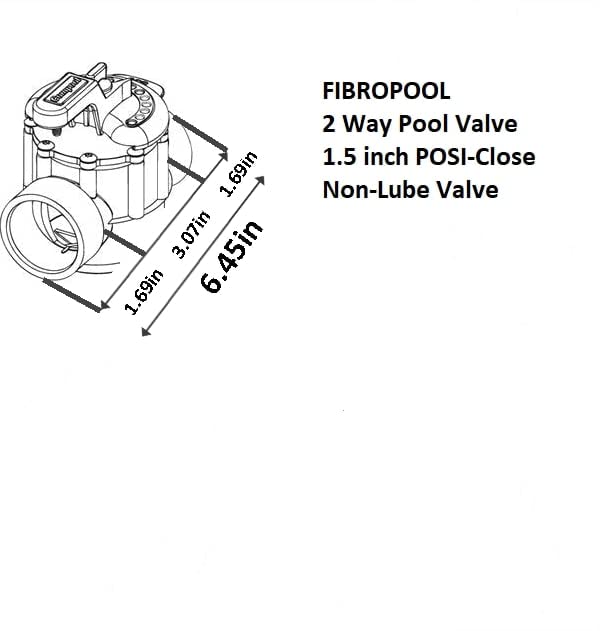 Fibropool Swimming Pool Inline Diverter Valve - 1 1/2 Inch-2 Way Posi-Seal & Non Lube Replacement Valve for Pools & Spas Posi-Close Slip Valve, PTFE Seal, CPVC Body, Heaters,Chlorine &Salt Systems