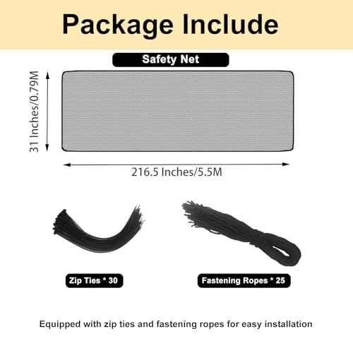 Banister Guard-18ft X 2.66ft Thick Balcony Safety Net for Kid Pet Balcony Guard Balcony Netting for Pet Rail Net for Balcony Apartment Cat Netting Safety Netting for Railings Stair Guards (Black)