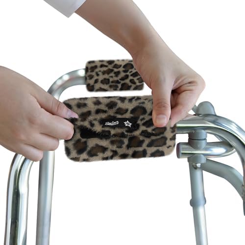 SPRING SEAON Walker Hand Pads Fluffy Walker Handle Cushions Non-Slip Universal Walker Grips Padded Hand Covers Soft Pads for Walkers for Seniors Walker Pads for Handles Folding Rolling Wheelchair, Rollator Handle, Elderly Grippers 2 Pack
