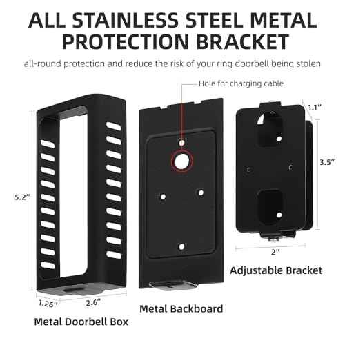 2025 Upgrade for Ring Doorbell Mount,Steel Metal Anti-Theft Ring Camera Mount with Adjustable Angle Mount Kit (45-135 Degrees) Doorbell Holder Bracket No Block Sensor