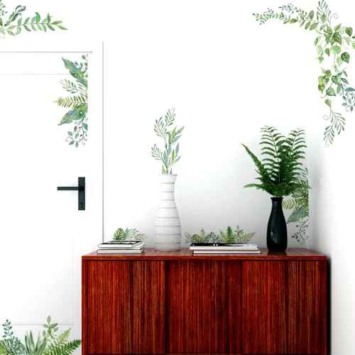 SUPERDANT Green Plants Wall Decals 2 Sheets/Set Vines Branches Leaves Wall Sticker Removable Vinyl Art Mural Decals for Living Room Bedroom Balcony Corridor Window TV Entrance Door Mirror Decor