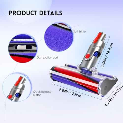 Soft Roller Replacement Vacuum Head Compatible with Dyson V7,V8, Cyclone V10,V11,V15 Cordless Vacuum Cleaners, Suitable for Thin Carpets, Hardwood Floor