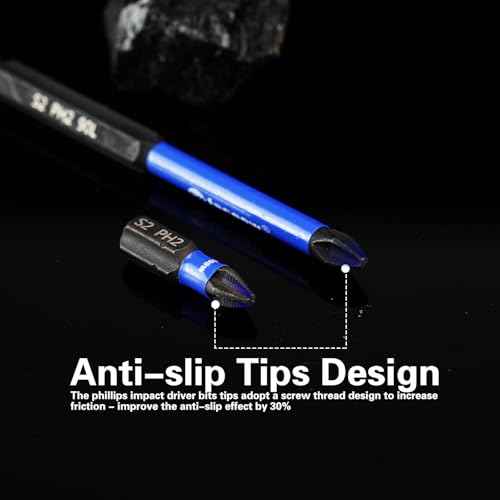 16 Pack Phillips Impact Driver Bits, #2 Phillips Head Magnetic Screwdriver Bits Set, 1" - 6" S2 Alloy Steel Impact Bits, 1/4" Hex Shank Screwdriver Drill Bit, CNC Machined ph2 Impact Drill Bits