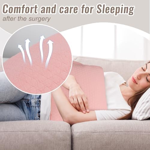 Hysterectomy Recovery Pillow, Post-Surgery Cushion for Abdomen C-Section Tummy Tuck Lumpectomy Myomectomy Patients Must Haves Abdominal Pillow with Pocket (Lght Pink)