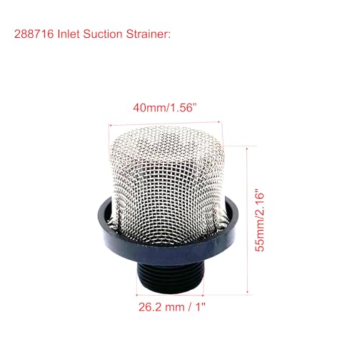 1 Pcs 288716 Inlet Suction Strainer and 6 Pcs 288749 Airless Spray Gun Filters 60 Mesh for Airless Sprayer