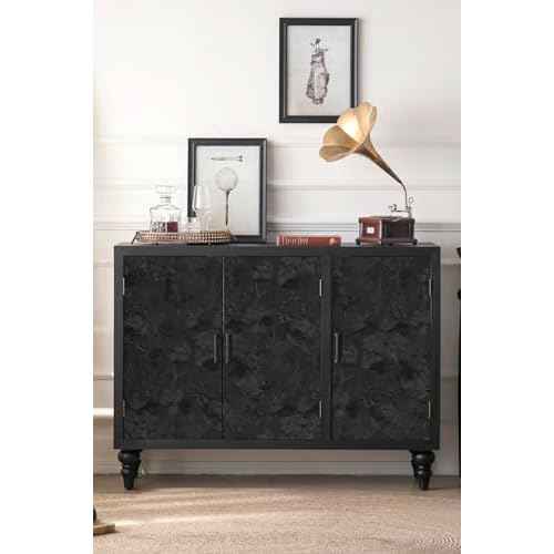 Black Peel and Stick Wallpaper Black Floral Wallpaper 15.7inch x 118.1inch Vintage Embossed Textured Contact Paper Embossed Self Adhesive Wall Paper for Cabinets Pure Flower Removable Vinyl