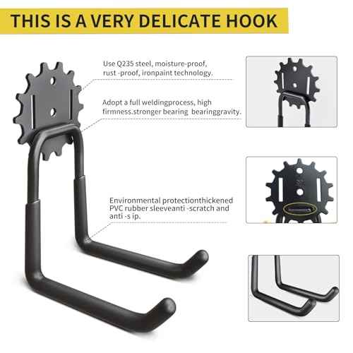8.77 in Garage Hooks Heavy Duty 9Pack Ladder Tool Hangers for Garage Wall 110 LB Bike Hooks for Garage Organization and Storage Anti-Slip Double Wall Garage Storage Hooks