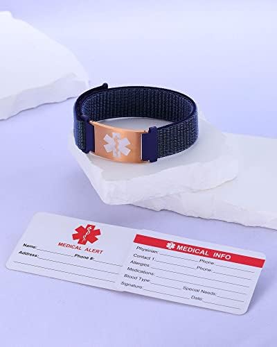 Personalized Sport Medical Alert Bracelets for Women Men - Custom Medical ID Bracelets with Free Engraving - Hook and Loop/Elastic/Stainless Steel/Silicone Watch Wristband Emergency Bracelet