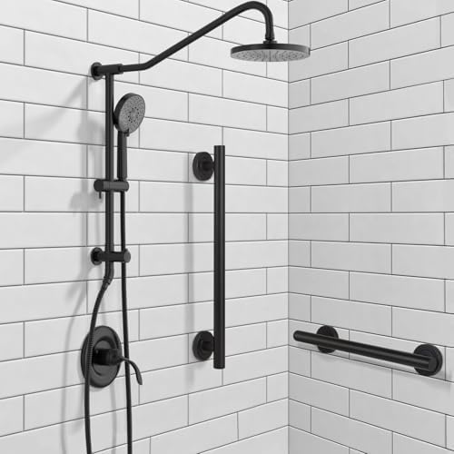 Lava Odoro Shower Grab Bar, Modern Set Stainless Steel Handicap Grab Bar for Bathtubs and Showers, Shower Safety Bar for Seniors Disabled, ADA-Compliant (Matte Black, 12 Inch)