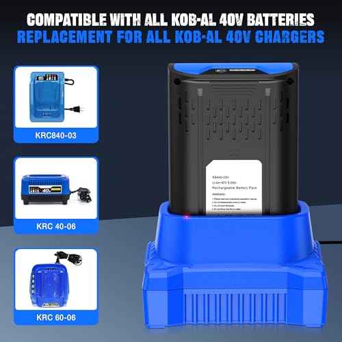 Charger Replacement for Kobalt 40-Volt Lithium Ion Power Equipment Battery Rapid Quick Charger, Compact Cordless Power Equipment Battery Charger