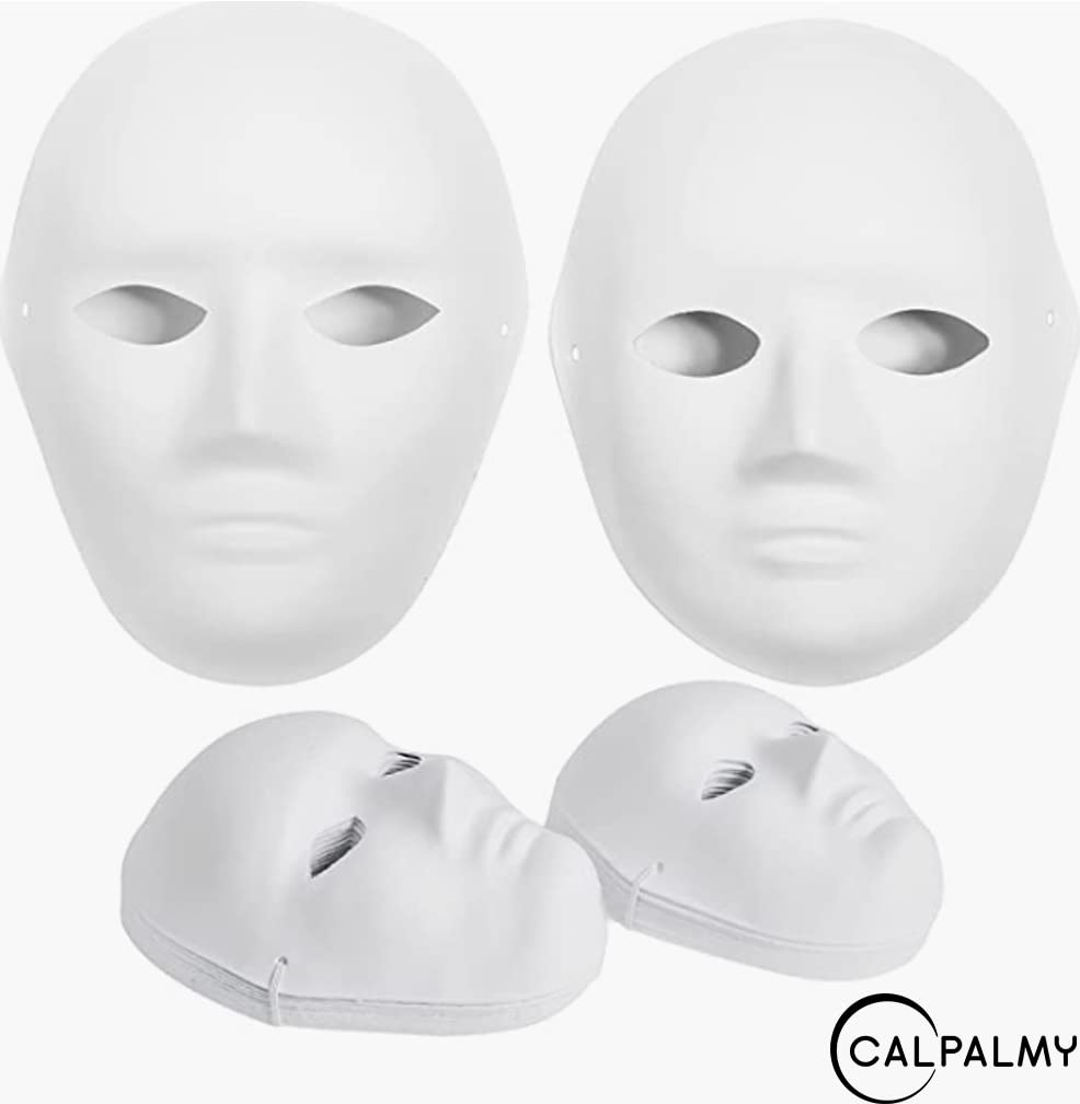 CALPALMY 30 Pack Paper Mache Masks - 2 Sizes for Artistic Projects, Theater, Halloween, Masquerade Parties, Classroom Art