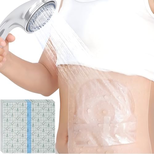 9" x 9" Ostomy Shower Cover [Pack of 25], Ostomy Bag Shower Protector Stoma Shower Guard Colostomy Shower Shields Waterproof Bandage for Women Men Showering
