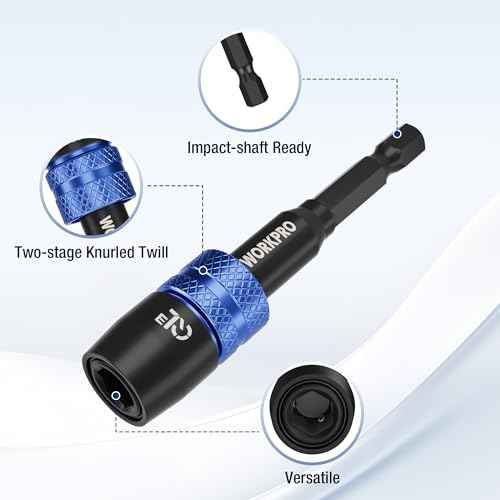 WORKPRO 2-Piece Drill Screwdriver Bit Holder for Impact Driver Bits, 3" Drill Bit Extension, 1/4 Inch Hex Shank Quick Release Extension Adapter, Ideal for Nuts, Drills and Socket Driver Adapters