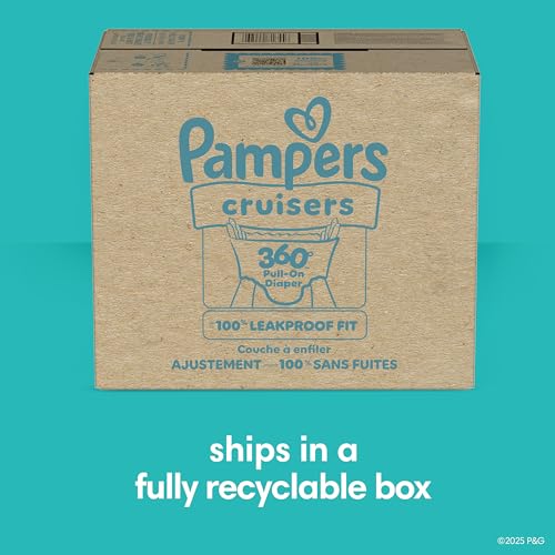 Pampers Diapers - Cruisers 360 - Size 6, 104 Count, Babyproof up to 100% Leakproof Pull-On Diaper