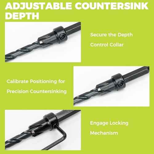 Countersink Drill Bit Set, 16PCS M2 Cobalt HSS Woodworking Tool Set, Adjustable Depth Tapered Drill Bits with 4 Wood Plug Cutters & 1/4" Hex Shank, Counter Sink Drill Bit for Wood