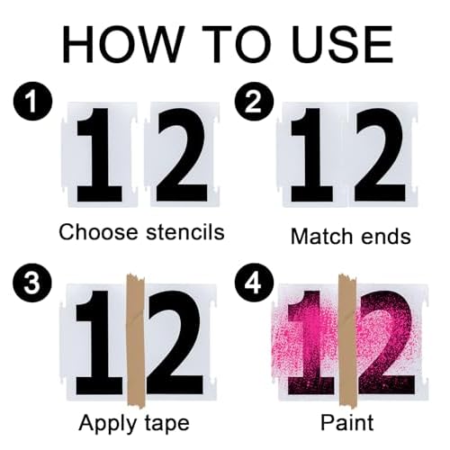 4 Inch Number Stencils for Painting, 0-9 Address Number Stencil Set, 20PCS Plastic Number Stencils, Curb Stencil Kit, Reusable Digital Templates for Painting on Cake Curb Road Wall Wood Mailbox