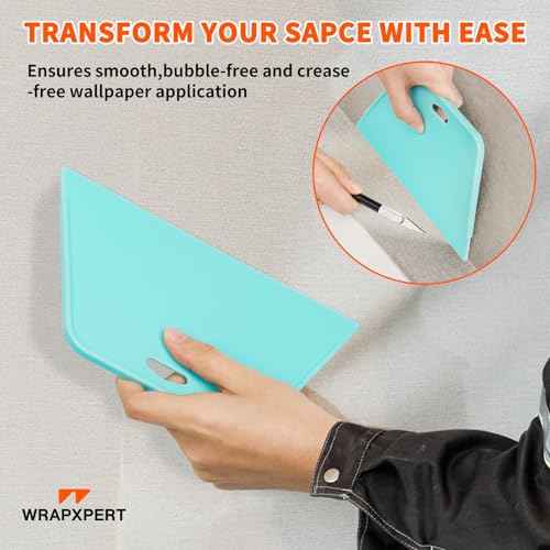 WRAPXPERT Wallpaper Tools, Wallpaper Smoothing Tools for Peel and Stick Wallpaper Hanging, Wallpaper Installation Kits for Bathroom Kitchen Contact Paper, Vinyl Backsplash Tile, Window Film Applying