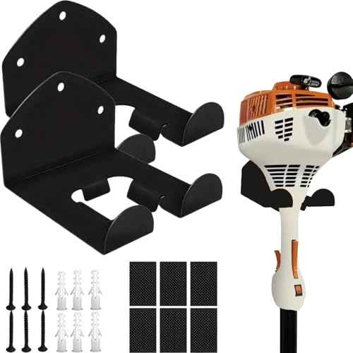 2 Pack Garden Tool Organizer Wall Mount, Heavy Duty Adjustable Garage Storage and Organization Yard Tool Hanger, Power Tool Hanger for Grass Trimmer Hedge Trimmer Garden Tool Organizer Black