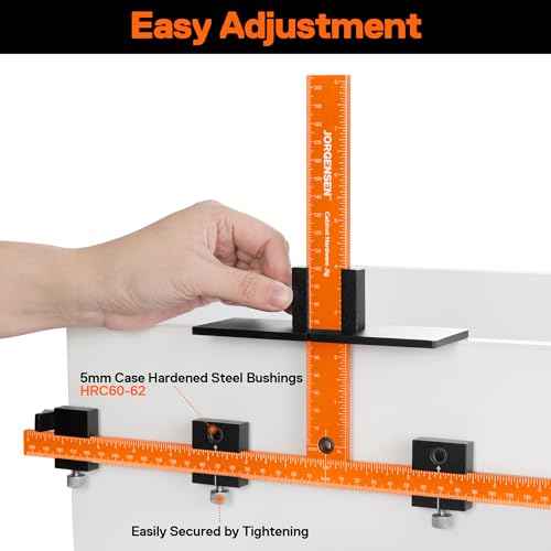 JORGENSEN Cabinet Hardware Jig Tool - Aluminum Alloy & Double Scale Cabinet Handle Jig Template, Professional for Installing Door Drawer Front Knobs Handles & Pulls with 5mm Alignment Drilled Hole