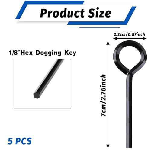 5 Pack 1/8" Allen Wrench, Hex Key for Push Bar Door, Standard Hex Dogging Key with Full Loop, Black Metal Allen Wrenches Keychain Door Keys