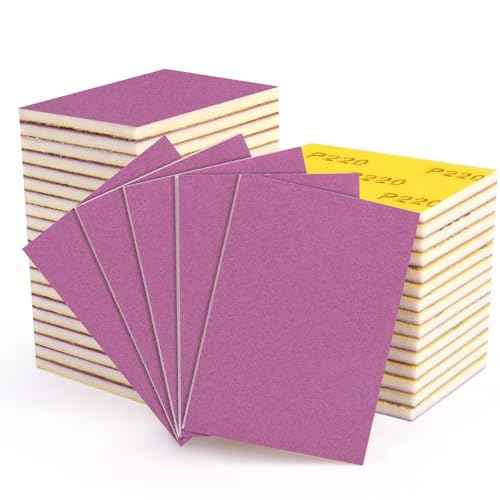 20 Pcs 3 x 4 Inch Sanding Sponge Set, 220 Grit Abrasive Sanding Sponges Pads Soft Foam Hand Sander Block Wet Dry Purple Ceramic Sand Sandpaper for Wood Metal Drywall Furniture Paint Polishing
