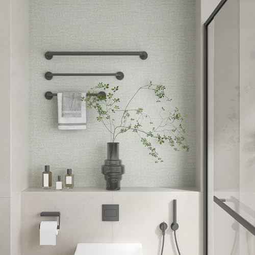 CHIHUT Light Blue and Gold Faux Grasscloth Wallpaper Peel and Stick Self Adhesive Removable Textured Linen Fabric Contact Paper for Cabinets Countertops 17.7''x100'' Grass Cloth Wallpaper for Bedroom
