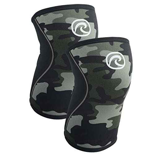 Rehband 5mm Knee Sleeves for Functional Training, Cross-Training & Powerlifting, Weightlifting Knee Support made of Neoprene, Unisex, Colour:Camo - 1 Pair, Size:X-Large