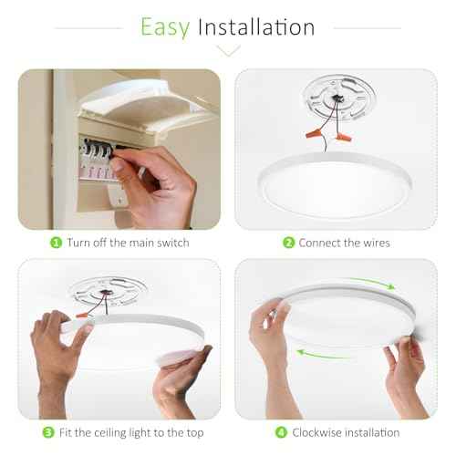 6 Pack LED Flush Mount Ceiling Light, 24W Ultra Thin Round White 3000k/4000k/6500k 3 Color Temperatures Adjusted 12 Inch Modern Ceiling Lights for Bedroom Bathroom Kitchen