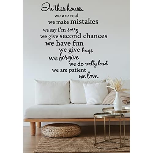 Blinggo Black in This House Wall Art Vinyl Decal, 20 inch x 20 inch Vinyl Wall Art Inspirational Quotes and Saying Home Decor Decal Sticker Steams