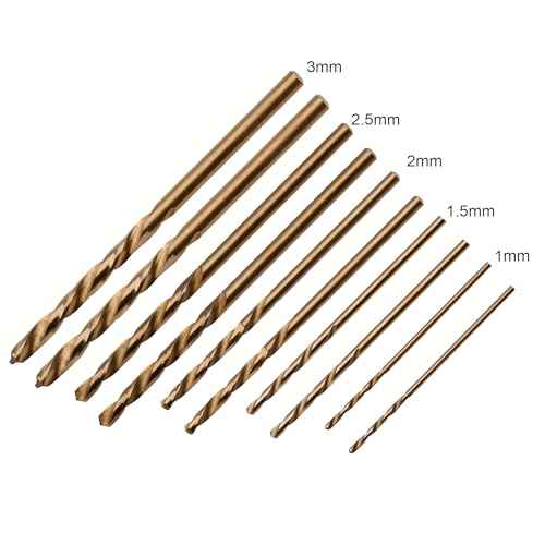10 Pcs High Speed Steel Cobalt Drill Bit Set 2 Pcs of Each 1mm(3/64"), 1.5mm(1/16") 2mm(5/64") 2.5mm(3/32") 3mm(1/8") Jobber Length Twist M35 Metal Drill Bit For Stainless Steel And Hard Metal