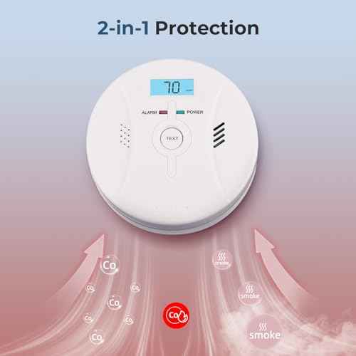 Smoke and Carbon Monoxide Detector, Combination Smoke Alarm and Carbon Monoxide Detector Battery Powered, CO Detector Alarm with Sensitive Sensor, Sound Warning and LCD Display, CDR-803