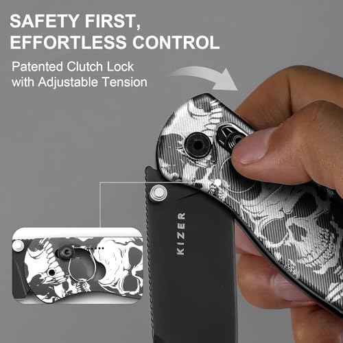 Kizer Drop Bear EDC Pocket Knife, 2.97¡± Nitro-V Blade Acrylic Handle Folding Knife with Thumb Stud Opener, Clutch Lock EDC Knives for Men Women Gift V3619A12