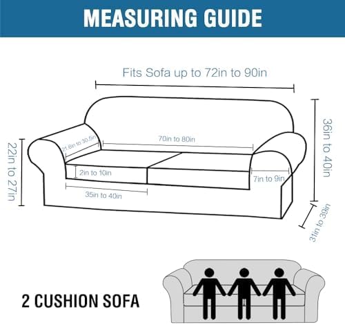 H.VERSAILTEX Real Velvet Plush 3 Piece Stretch Sofa Covers Couch Covers for 2 Cushion Couch Sofa Slipcovers Width Up to 90 Inch Feature Thick Soft Stay in Place (Sofa, Mocha)