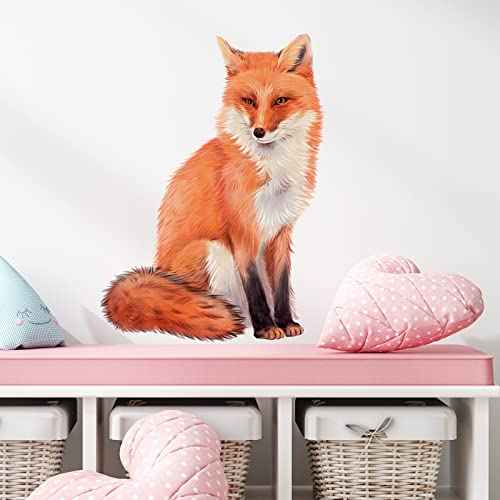 Red Fox Wall Decal Nursery Animal Wall Sticker Removable Peel and Stick Waterproof Wall Art Decor Stickers for Kids Baby Classroom Living Room Playing Room Bedroom