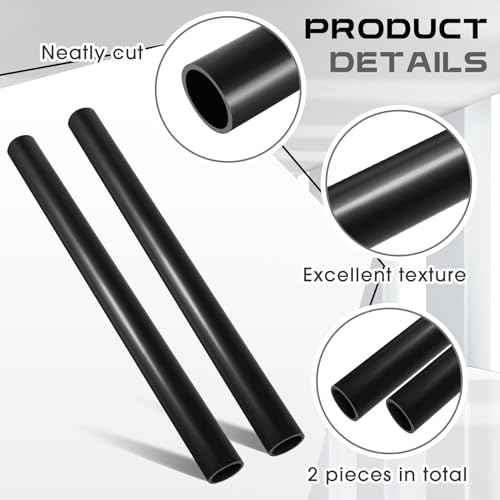 Landical 2 Pcs 1.5 Inch x 2 ft Black ABS Pipe DWV Drain Pipe Plastic Fittings for Drain Waste and Vent