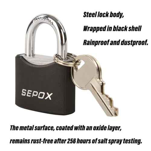 SEPOX¢ç10-Pack 1-9/16" Weather-Proof Outdoor Padlocks Keyed Different, Brass Cylinder, Heavy-Duty Solid Steel Body Covered Black, Locks for Gates, Sheds, Storage Lockers, Fence, Boats, Marine, Fishing