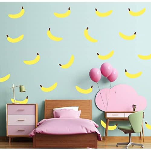64pcs Yellow Bananas Wall Decals for Kids Room Removable Vinyl Wall Art Baby Room Decor Murals RS375 (Yellow)