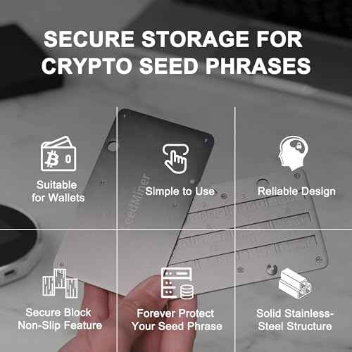 Seed Phrase Storage,Crypto Seed Backup 4 Plates Letter 24 Words Bitcoin Crypto Seed Metal Plate, Compatible with BIP39 Hardware Wallets, Ledger, KeepKey, Trezor