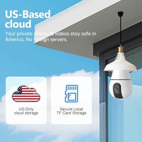 Light Bulb Camera 5G&2.4Ghz WiFi 2K Security Cameras Wireless Outdoor Indoor,AI Detection and Alarm,Two-Way Talk,Cameras for Home Security,Color Night Vision,911 Emergency Dispatch,US Based Cloud,2PCS