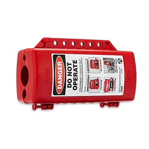 Zing Green Products 7294 USA Made Recycled Plastic Universal Forklift/Cylinder/Electrical Plug Lockout Device, 4.25 x 7.25 x 3 Inch , Red