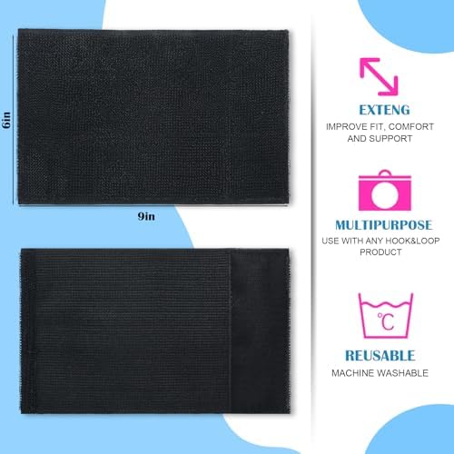 Geiserailie 4 Pcs Extender Strap Reusable Ice Belt Extender Strap Multipurpose Elastic Hook and Loop Extension for Ice Pack Black Back/Knee/Ankle Braces, Vests, Wraps, and Belts (6 x 9 Inch)