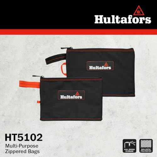 Hultafors Work Gear HT5102 Multi-Purpose Zippered Bags, Heavy Duty Ballistic Polyester Tool Carriers, Loop Closure to Hang on Tool Belts