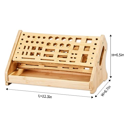 Bamboo Screwdriver Organizer Rack Desktop Hand Tool Stand and Repair Tool Storage Holder