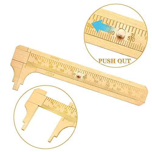 Konohan 2 Pcs Brass Vernier Caliper Pocket Handy Caliper Measuring Mini Tool Double Scale Sliding Gauge Metal Pocket Ruler for Bead Wire Jewels Rings Measurement