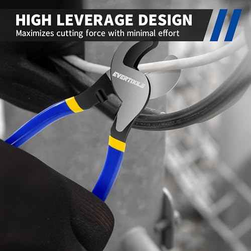 Heavy Duty Cable Cutter, 10-Inch Cable Cutting, High Leverage and Anti-Pinch Design, for Cutting Aluminum Copper Wire Cable - Includes 2 Terminals & 4 Heat Shrink Sleeves