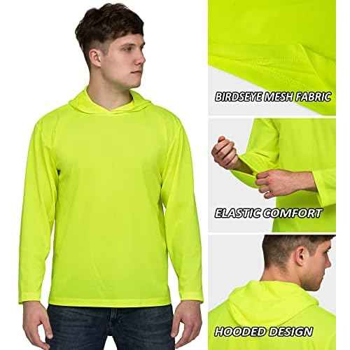 ProtectX High Visibility Sun Protection Lightweight Long Sleeve Hoodie, UPF 50+ Quick-Dry, SPF UV Shirt, Active Wear