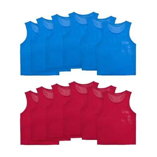 VOGRYE Pinnies Set of 12/24 Scrimmage Vests, Team Practice Sports for Child Youth/Adult, Lightweight Basketball Jersey